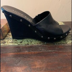 Anne Klein | studded black slip on wedge